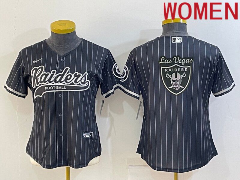 Women Oakland Raiders Blank Black stripe 2022 Nike Co branded NFL Jersey